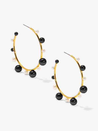 Decorative Pearl Hoop Earring
