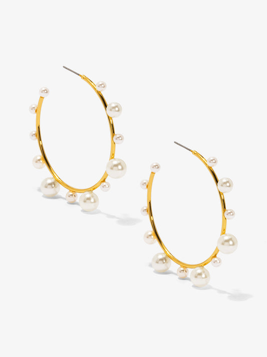 Decorative Pearl Hoop Earring
