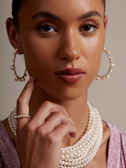 Decorative Pearl Hoop Earring