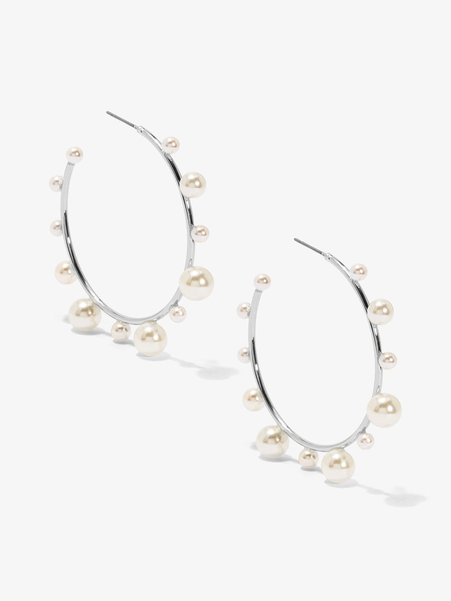 Decorative Pearl Hoop Earring