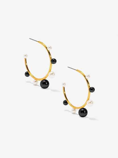 Small Decorative Pearl Hoop Earring