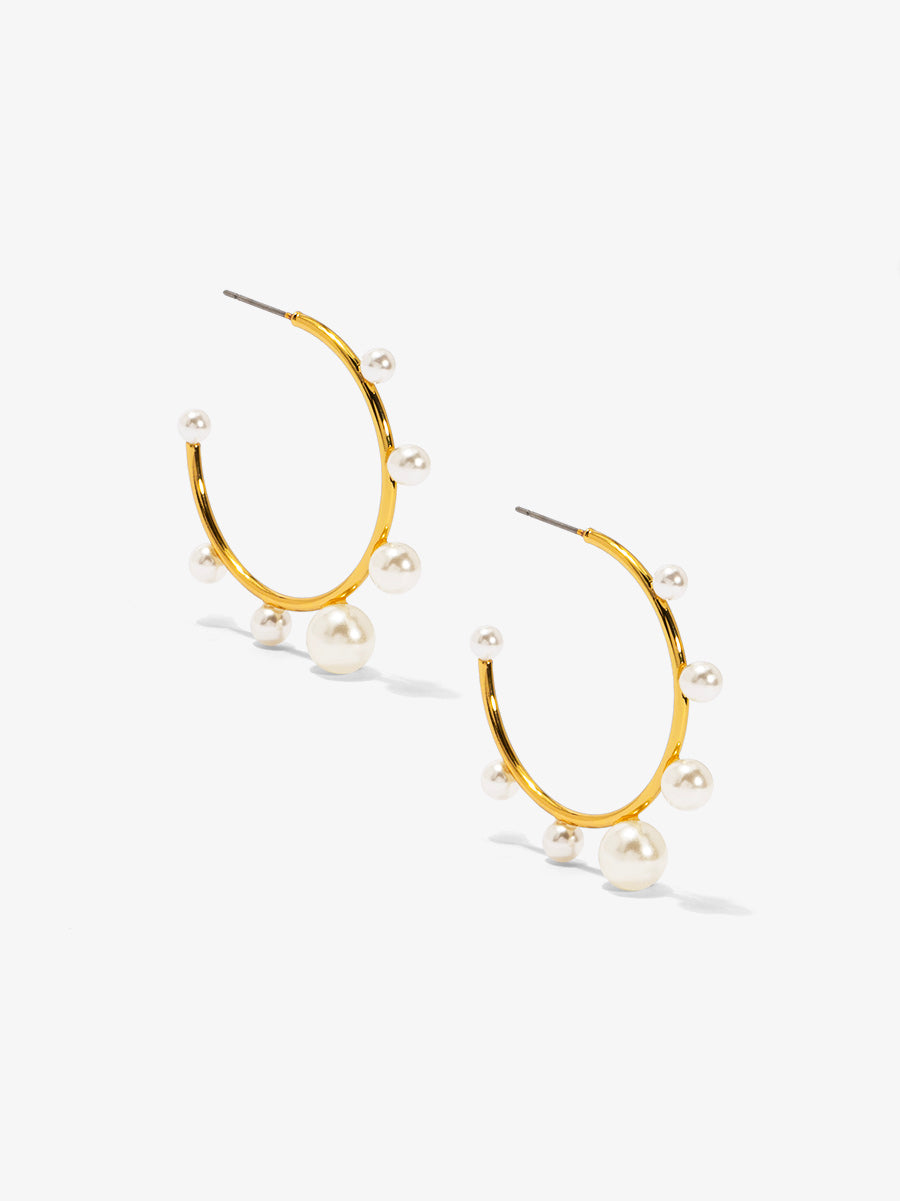 Small Decorative Pearl Hoop Earring
