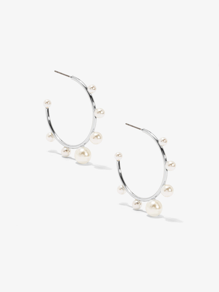 Small Decorative Pearl Hoop Earring