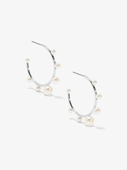 Small Decorative Pearl Hoop Earring