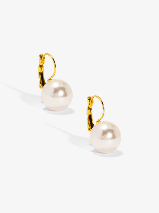Single Pearl Drop Earring with Silver Accents