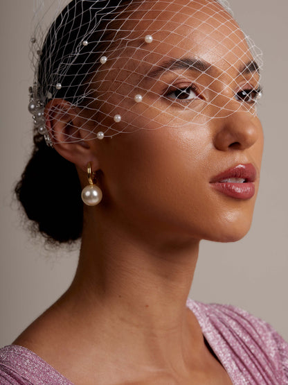 Pearl Drop Huggie Earring