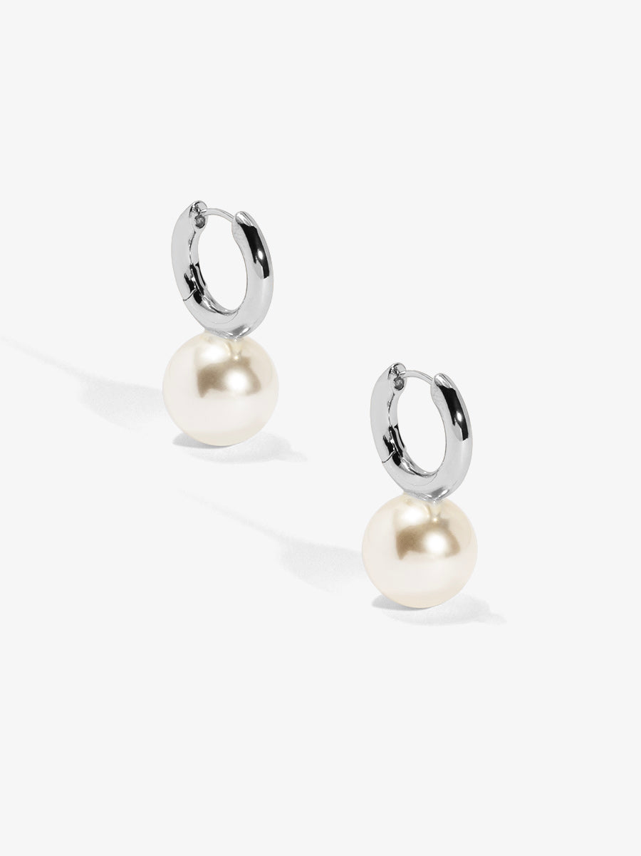 Pearl Drop Huggie Earring