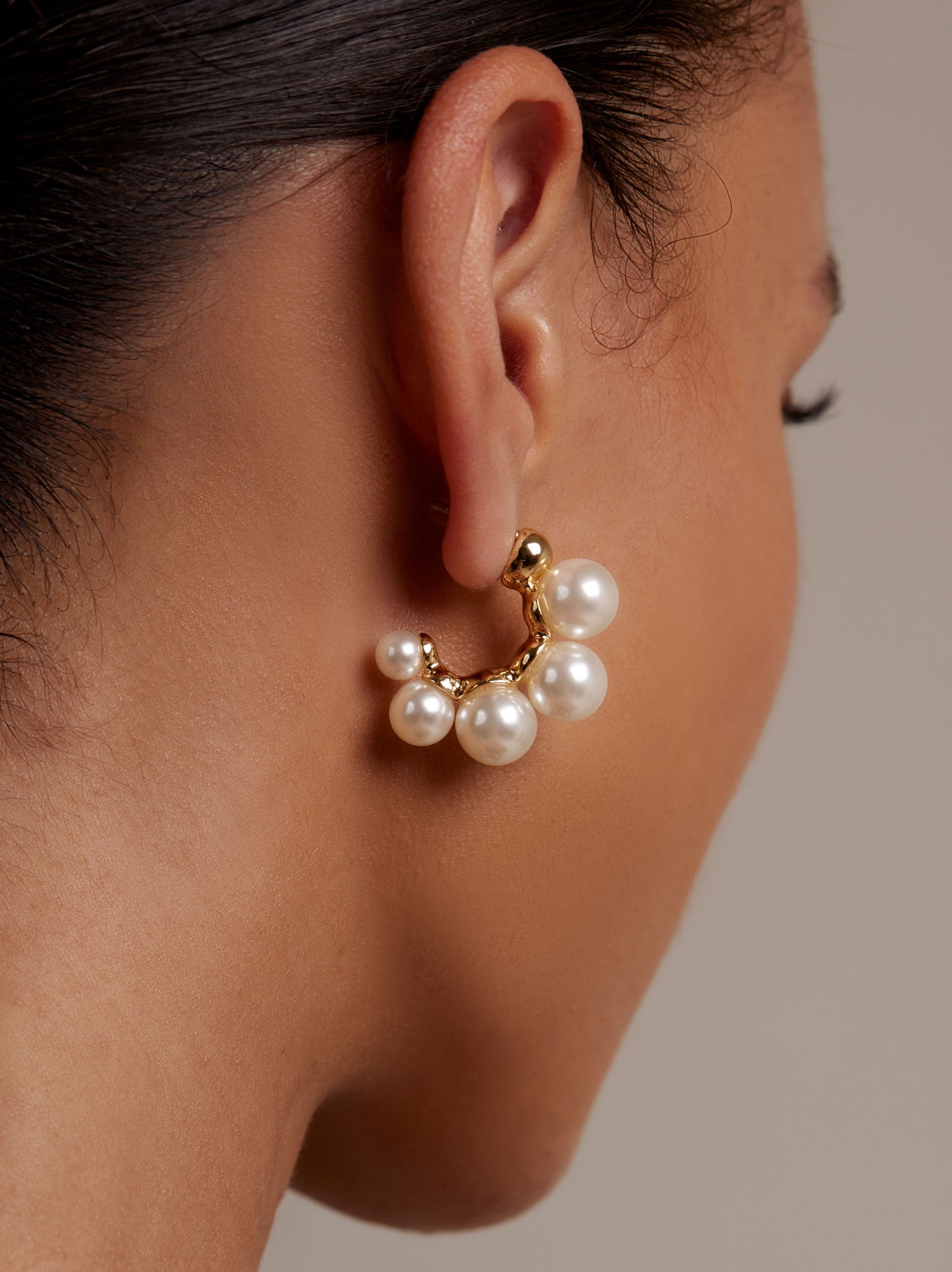 Multi Pearl Hoop Earring