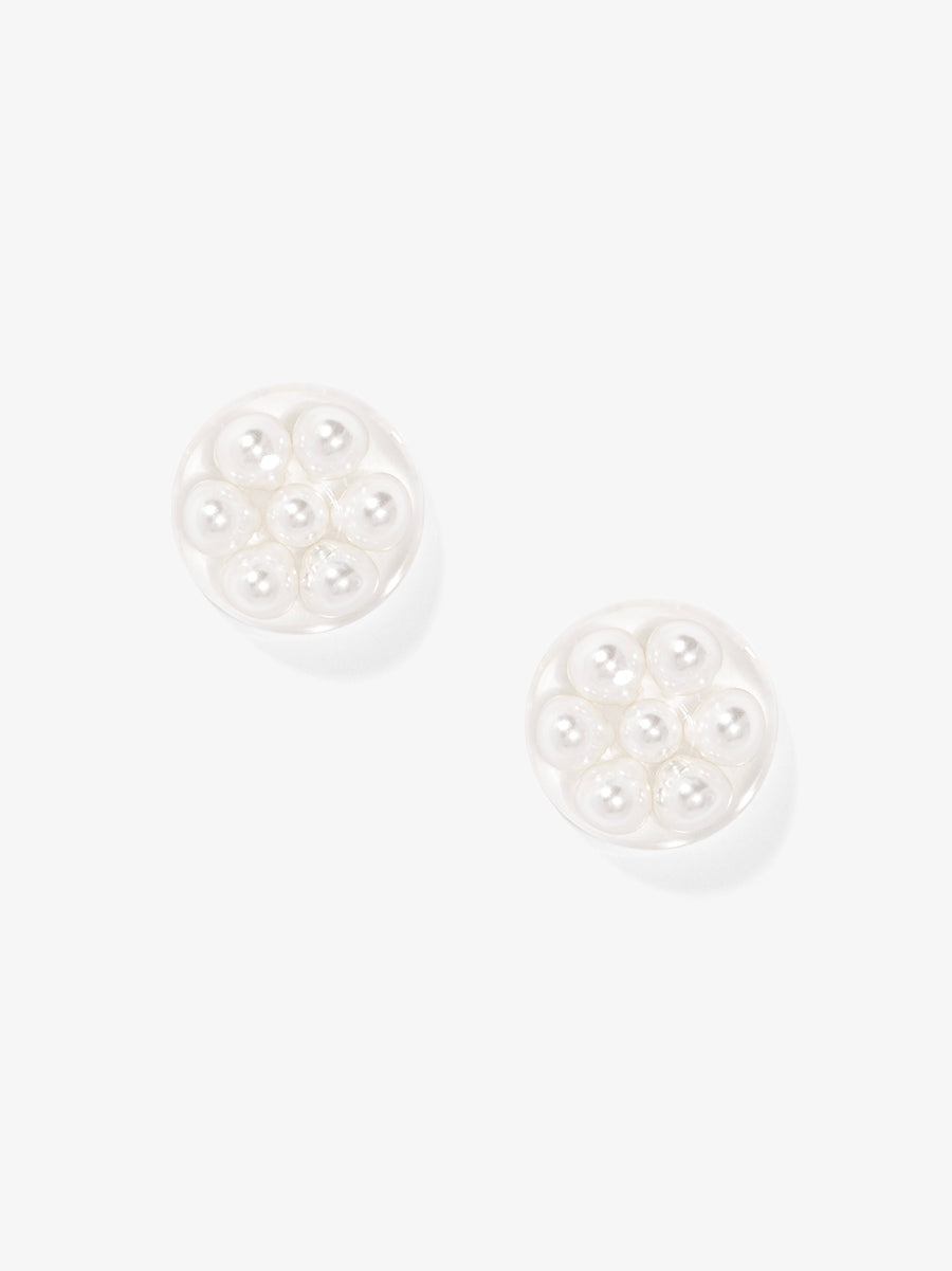 Clear Lucite Pearl Stud Earring