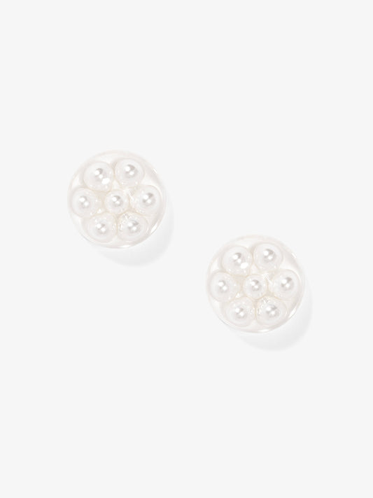 Clear Lucite Pearl Stud Earring