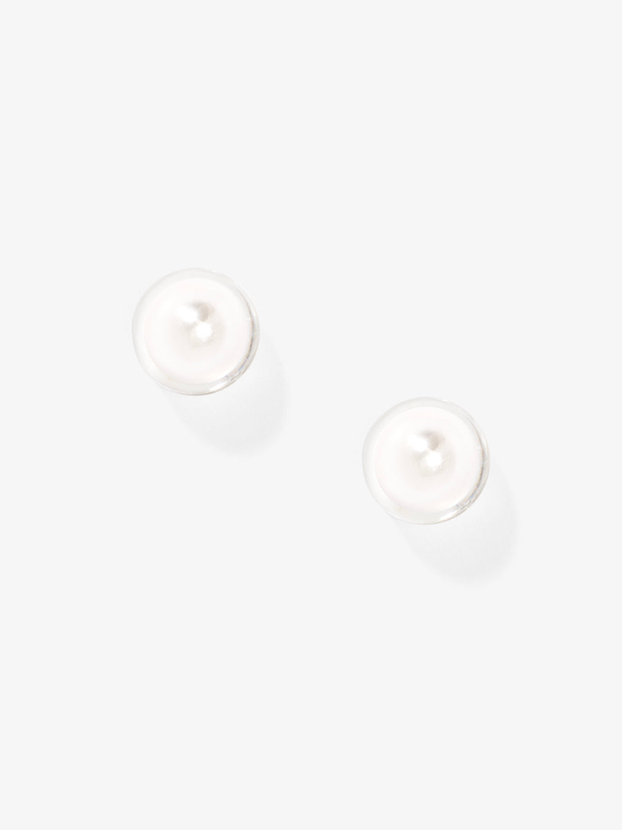 Lucite Covered Pearl Stud Earring