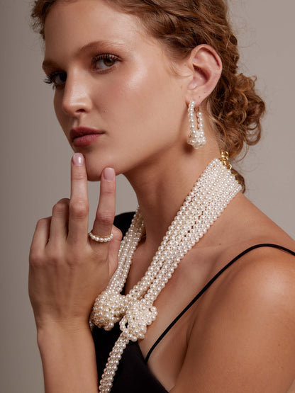 Pearl Cluster Hoop Earring