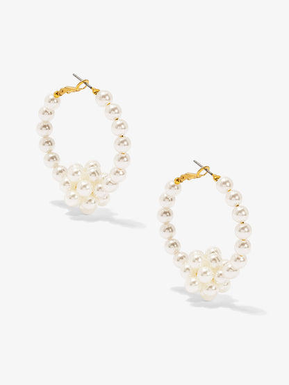 Pearl Cluster Hoop Earring