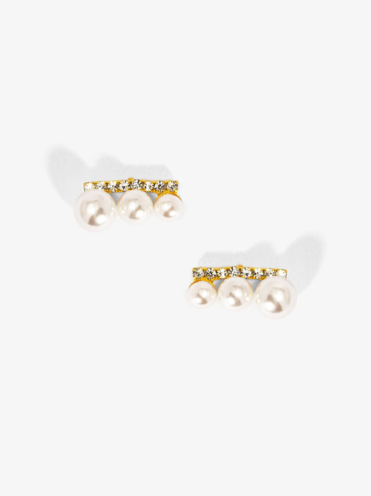 Graduated Pearl Crystal Stud Earring