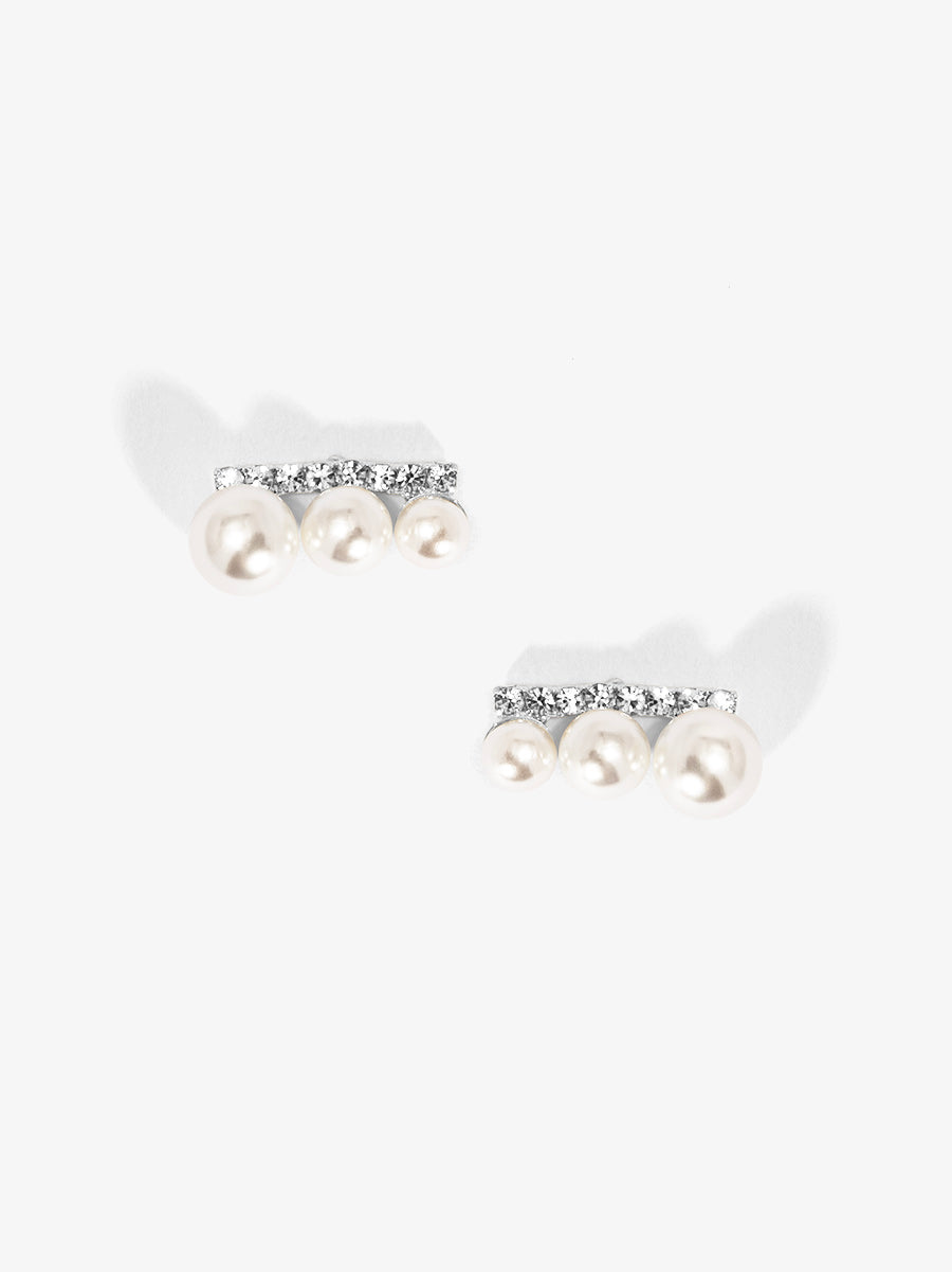 Graduated Pearl Crystal Stud Earring