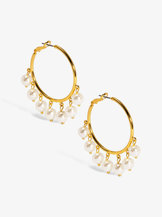 Hanging Pearl Hoop Earring