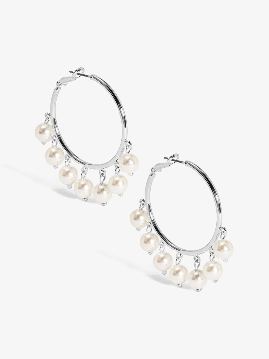 Hanging Pearl Hoop Earring
