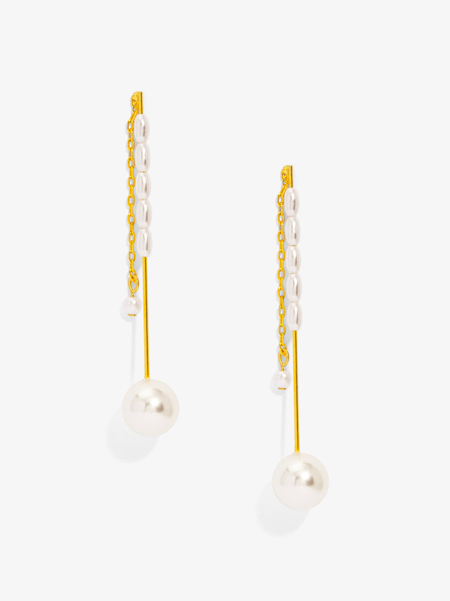 Vertical Bar Pearl Drop Earring