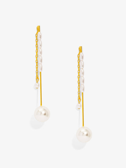 Vertical Bar Pearl Drop Earring