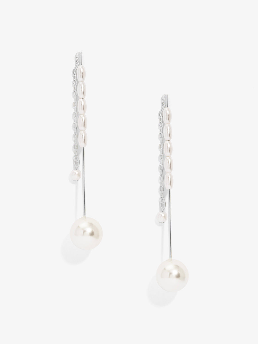Vertical Bar Pearl Drop Earring