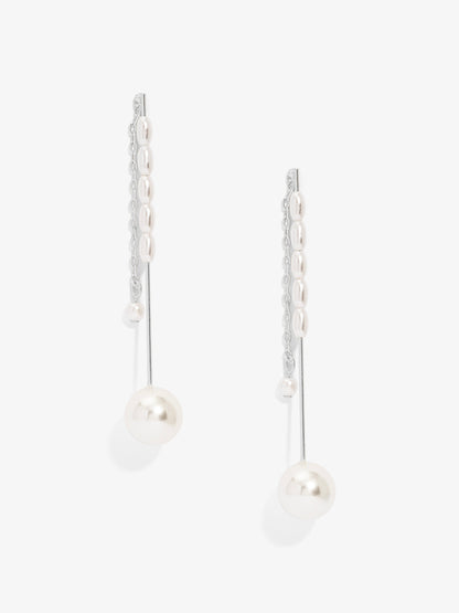 Vertical Bar Pearl Drop Earring