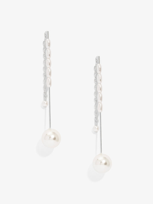 Vertical Bar Pearl Drop Earring