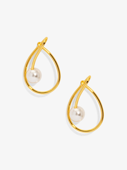 Oval Knotted Pearl Stud Earring