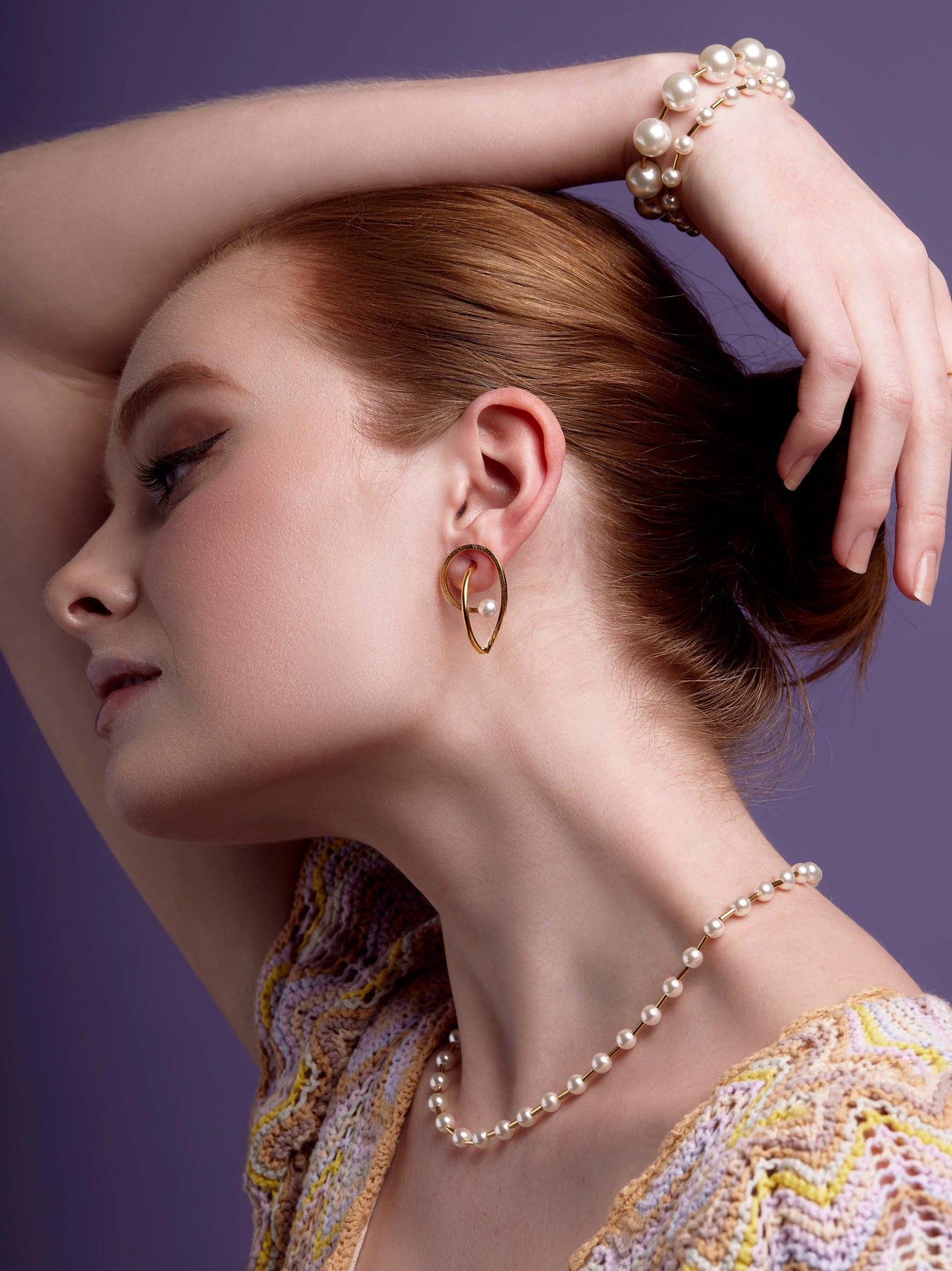 Geonetric Ear Pearl Drop Earring