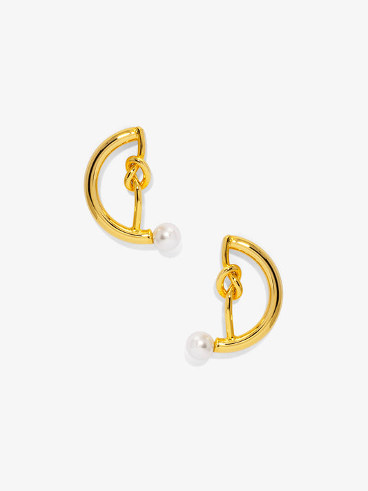 Knotted Half Moon Pearl Earring