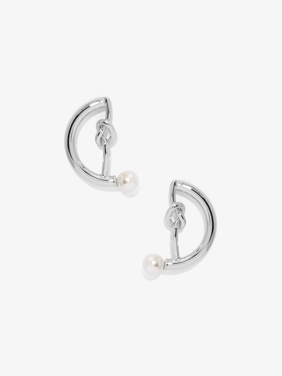 Knotted Half Moon Pearl Earring