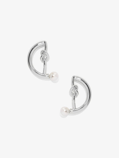 Knotted Half Moon Pearl Earring