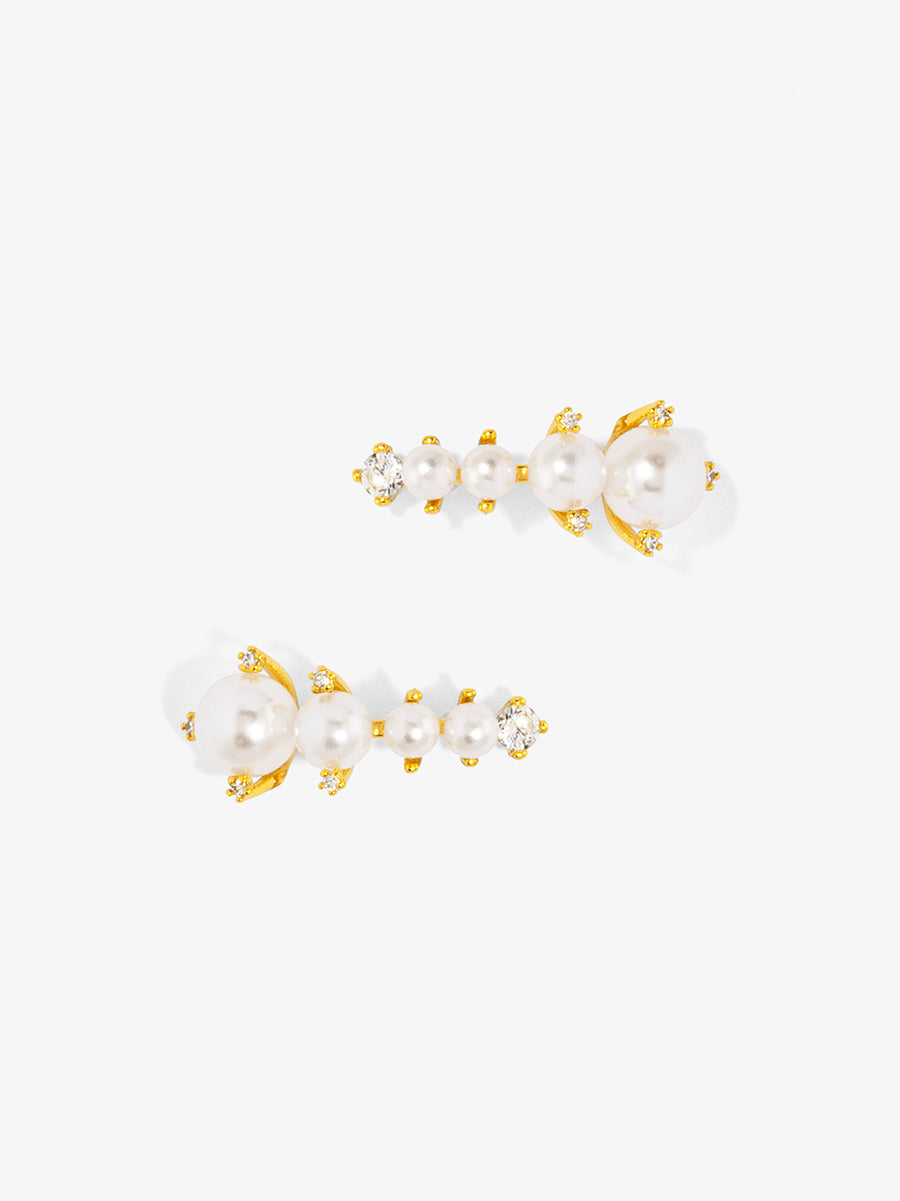 Graduated Pearl and Crystal Stud Earring