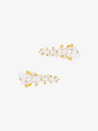 Graduated Pearl and Crystal Stud Earring