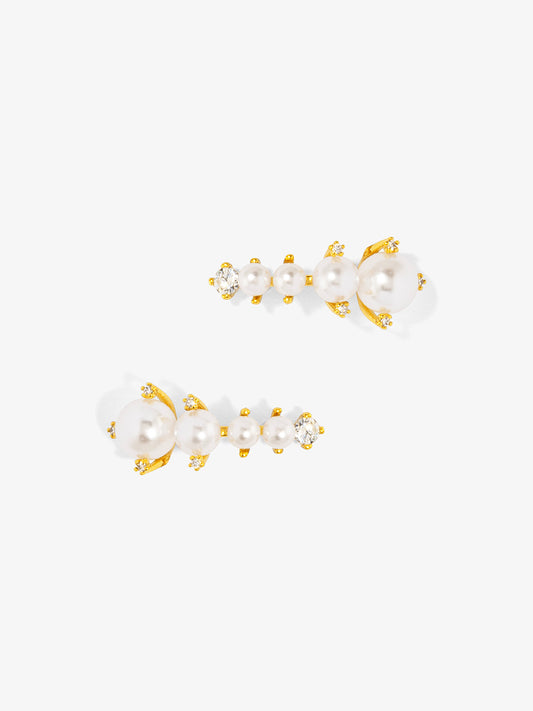 Graduated Pearl and Crystal Stud Earring