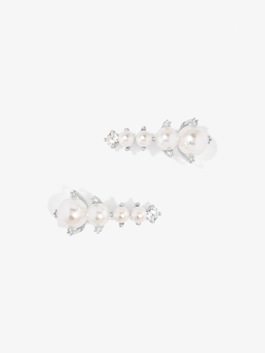 Graduated Pearl and Crystal Stud Earring