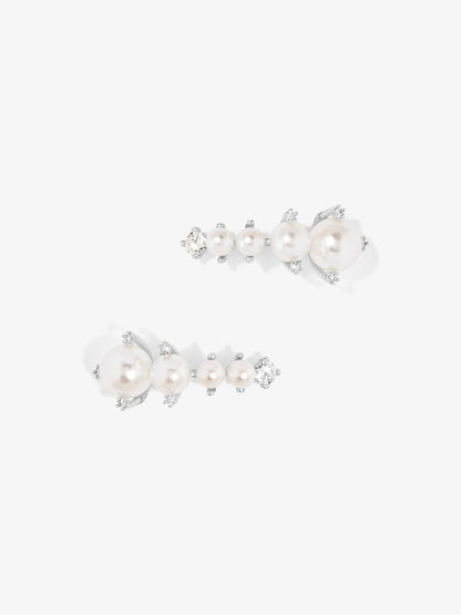Graduated Pearl and Crystal Stud Earring