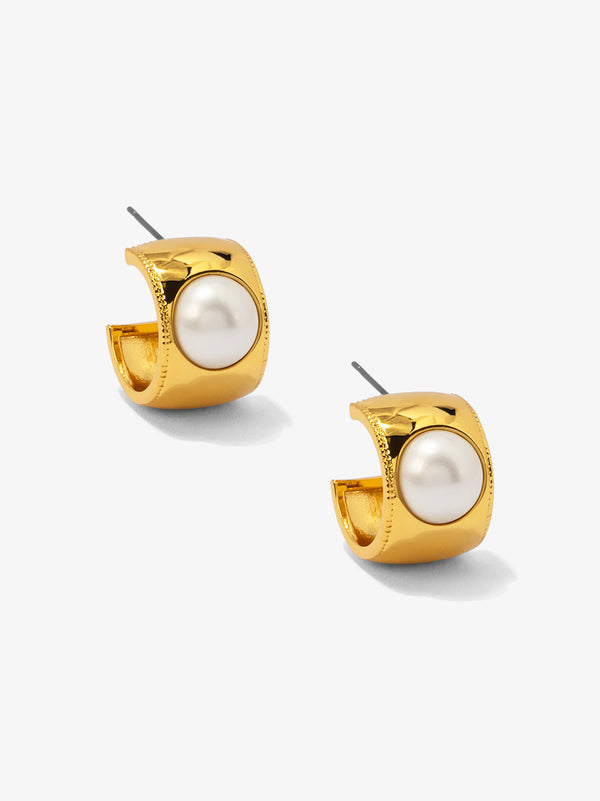 Wide Band Pearl Hoop