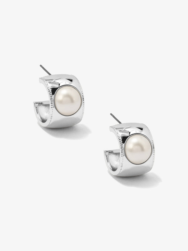 Wide Band Pearl Hoop