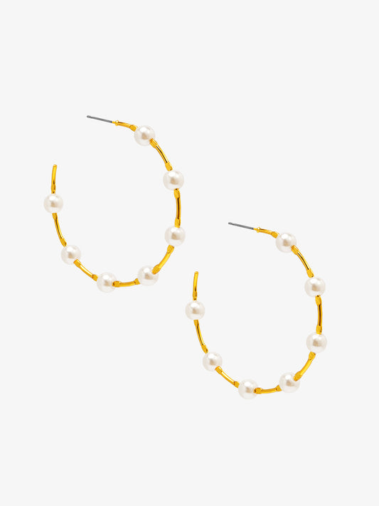 Spaced Pearl Hoop Earring
