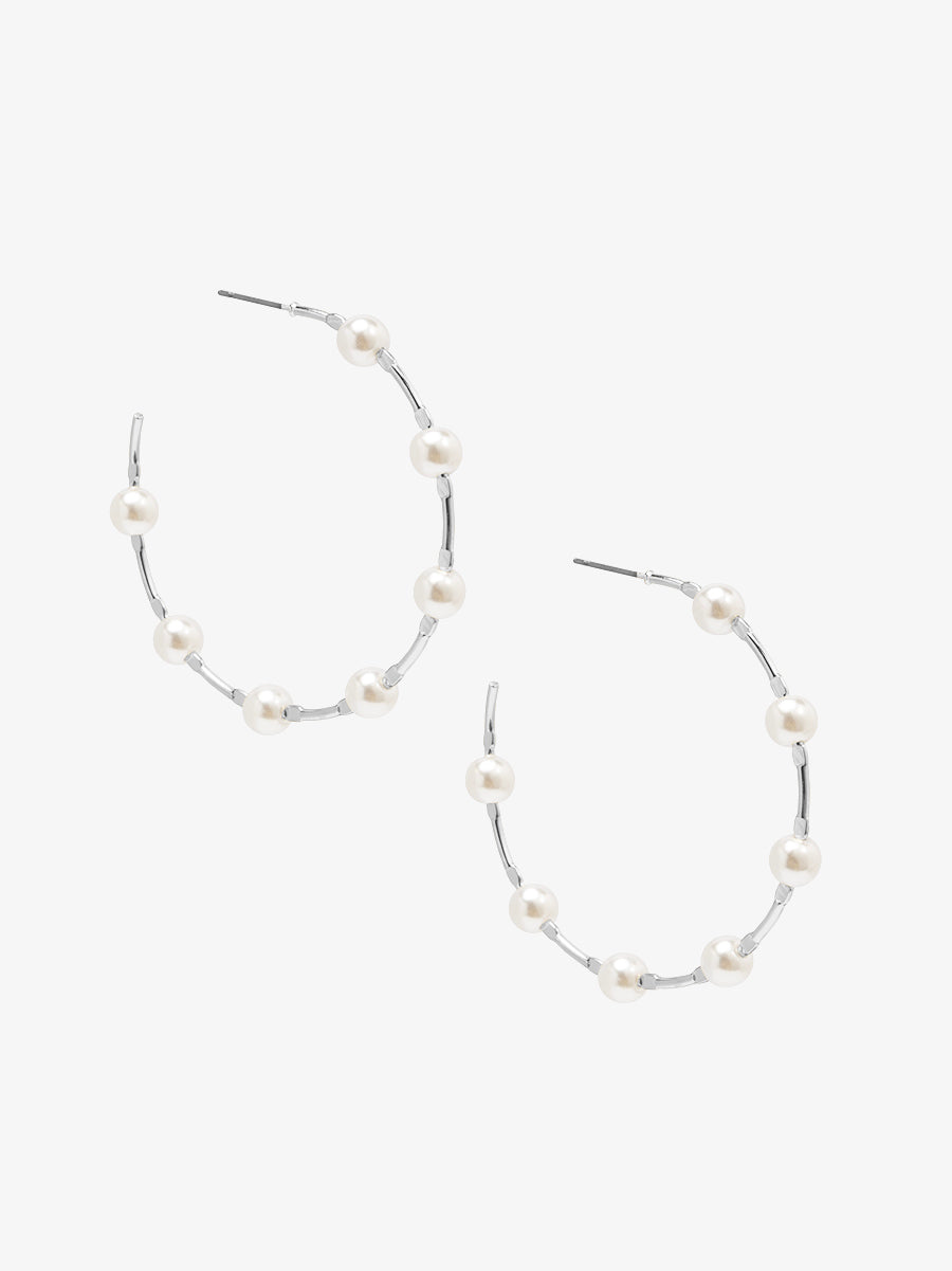 Spaced Pearl Hoop Earring