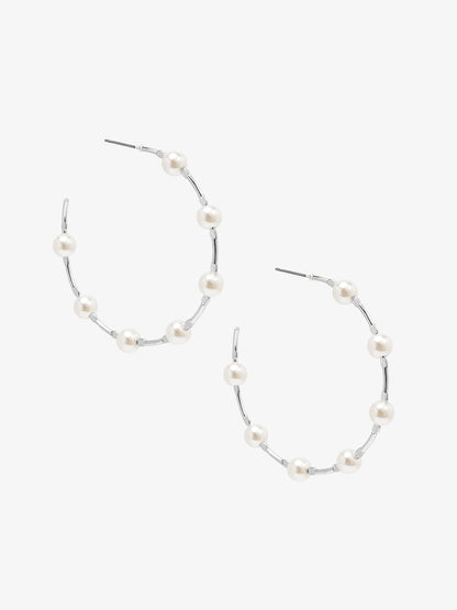 Spaced Pearl Hoop Earring