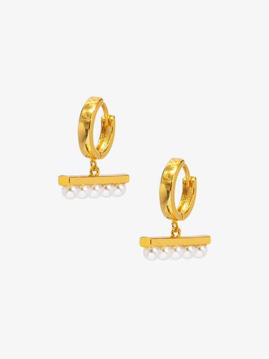 Pearl Bar Drop Huggie Earring
