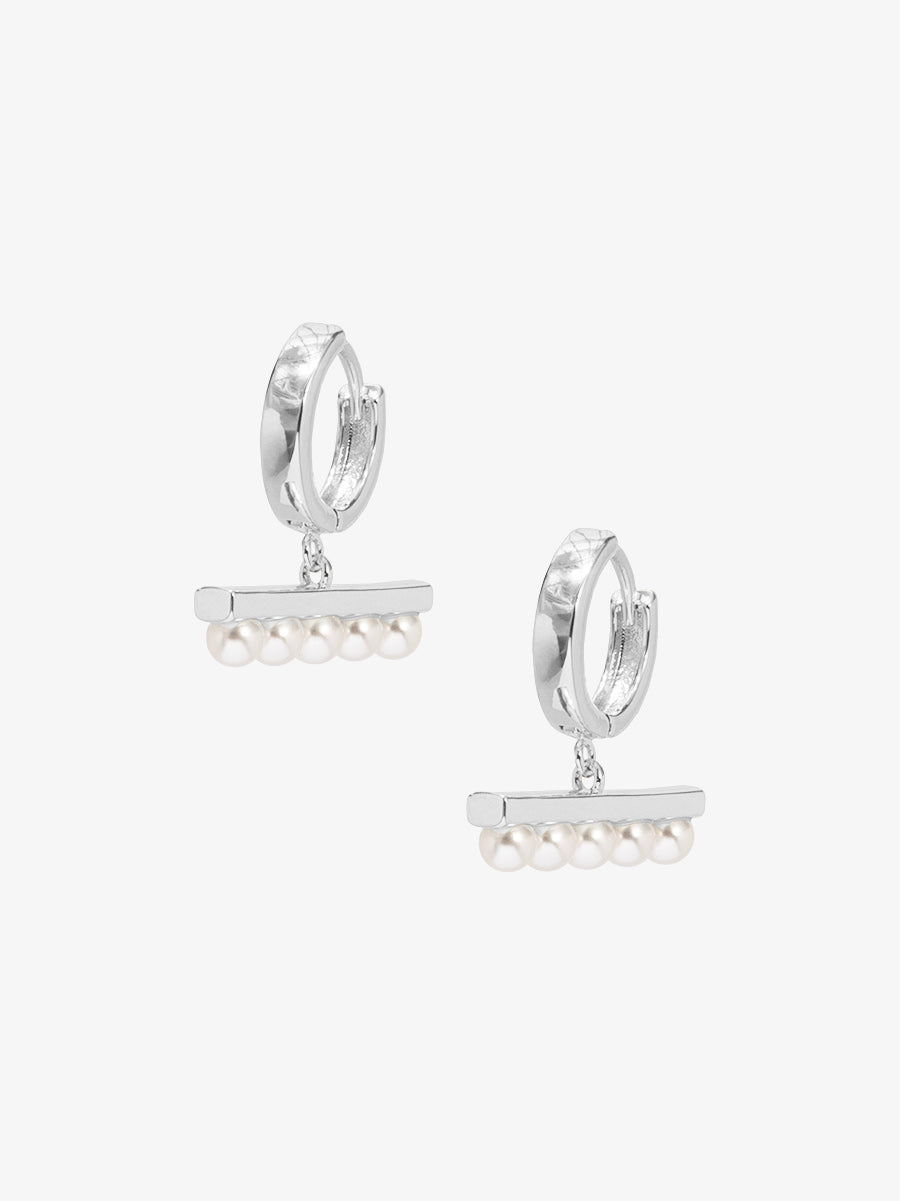 Pearl Bar Drop Huggie Earring