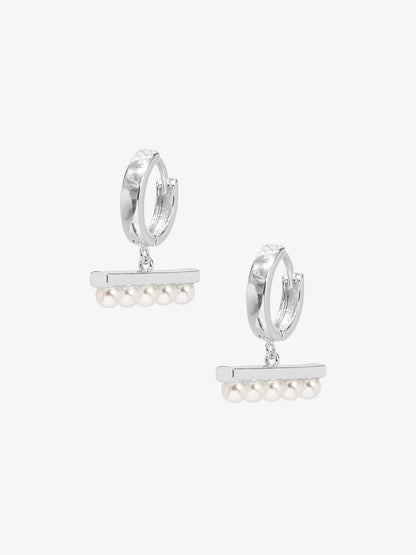 Pearl Bar Drop Huggie Earring
