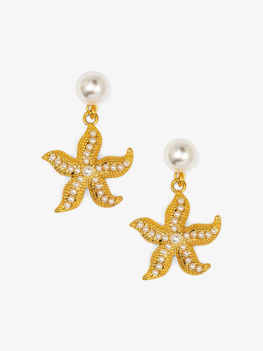 Starfish Pearl Stud Earring