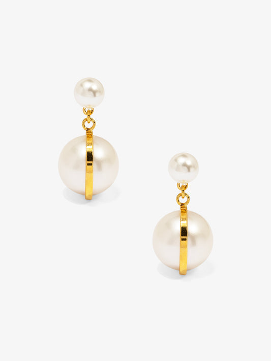 Dual Pearl Drop Earring