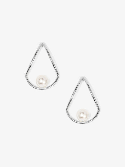 Hollow Teardrop Pearl Earring