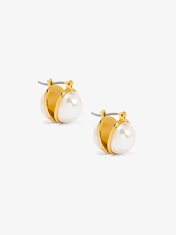 Double Side Half Pearl Hoop Earring