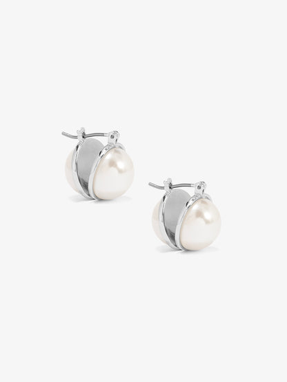 Double Side Half Pearl Hoop Earring