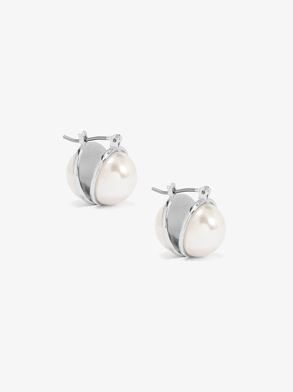 Double Side Half Pearl Hoop Earring